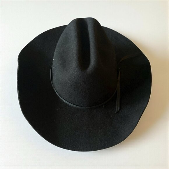 Kids Western Black Cowboy Hat Wool Small - Picture 3 of 6